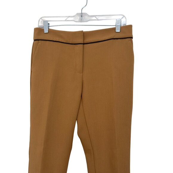 Ann Taylor Factory Petite Women 2P Camel Brown Trousers With Black Piping Detail - Picture 2 of 10